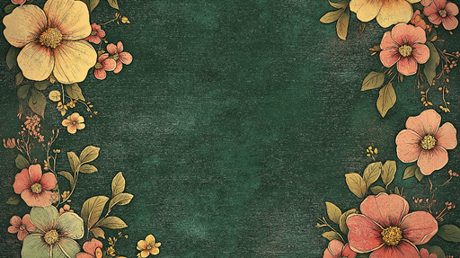 Papier peint floral Motif botanique sur fond vert foncé