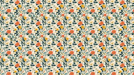 Papier peint floral Motif coloré d'orchidées et de fleurs des champs sur fond beige