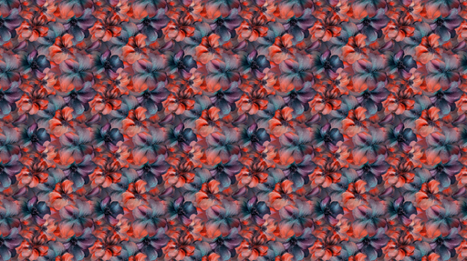 Papier peint floral Motif coloré de fleurs en teintes chaudes et froides