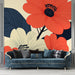 Papier peint floral coloré avec motif de fleurs et feuilles pour salon moderne