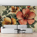 Papier peint floral coloré avec motif de fleurs illustrées à la main pour salon moderne.