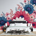Papier peint floral coloré avec motifs de fleurs stylisées pour chambre moderne