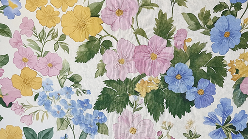Papier peint floral Motif coloré et délicat de fleurs sauvages
