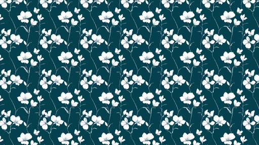 Papier peint floral Motif de belles fleurs blanches sur fond bleu foncé