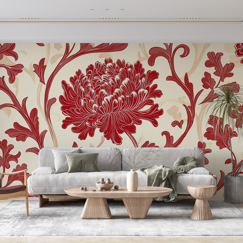 Papier Peint Motifs Rouge