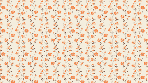 Papier peint floral Motif de délicates fleurs orange sur fond crème