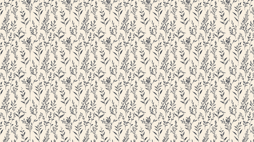 Papier peint floral Motif de feuillage sur fond crème