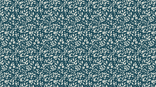 Papier peint floral Motif de feuilles blanches sur fond bleu profond