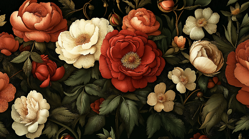 Papier peint floral Motif de fleurs aux teintes chaleureuses