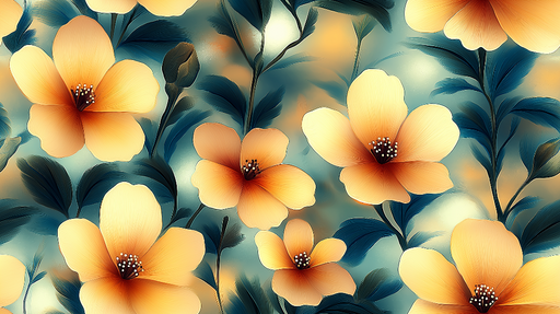 Papier peint floral Motif de fleurs aux teintes chaudes et apaisantes