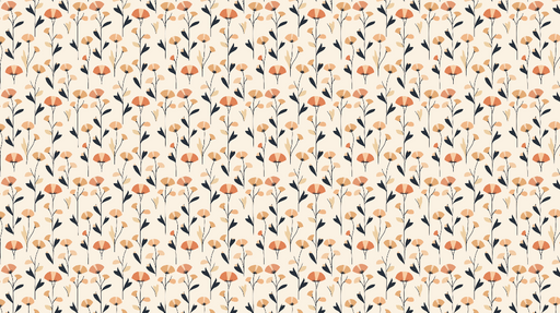 Papier peint floral Motif de fleurs aux teintes chaudes et feuillage sombre