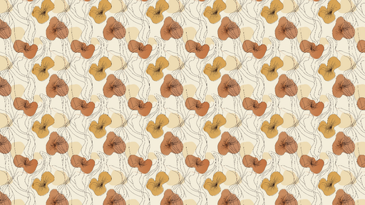 Papier peint floral Motif de fleurs aux teintes chaudes et lignes délicates