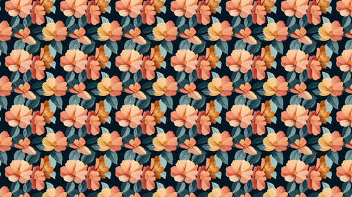 Papier peint floral Motif de fleurs aux teintes chaudes sur fond sombre