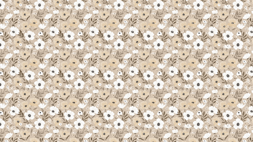 Papier peint floral Motif de fleurs blanches et beiges sur fond beige