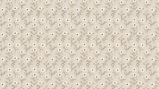 Papier peint floral Motif de fleurs blanches et dorées sur fond beige