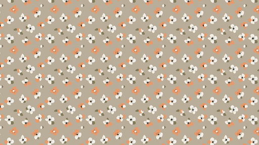 Papier peint floral Motif de fleurs blanches et orange sur fond beige