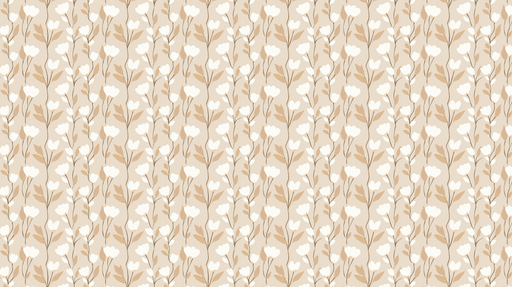 Papier peint floral Motif de fleurs blanches sur fond beige