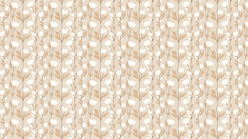 Papier peint floral Motif de fleurs blanches sur fond beige