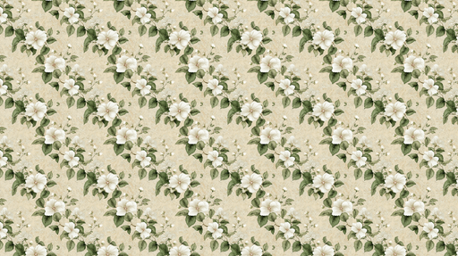 Papier peint floral Motif de fleurs blanches sur fond beige