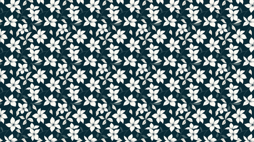 Papier peint floral Motif de fleurs blanches sur fond bleu foncé