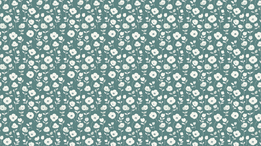 Papier peint floral Motif de fleurs blanches sur fond bleu-vert doux