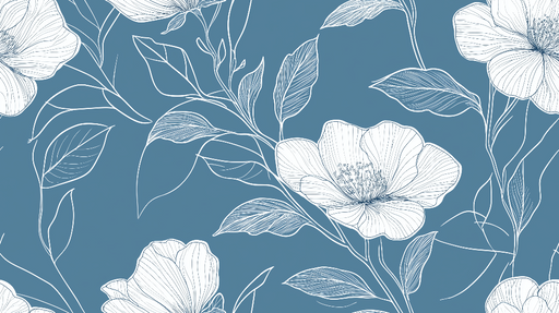 Papier peint floral bleu avec motif de fleurs blanches pour décoration murale élégante