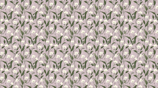 Papier peint floral Motif de fleurs blanches sur fond mauve