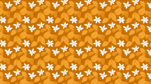 Papier peint floral Motif de fleurs blanches sur fond orange
