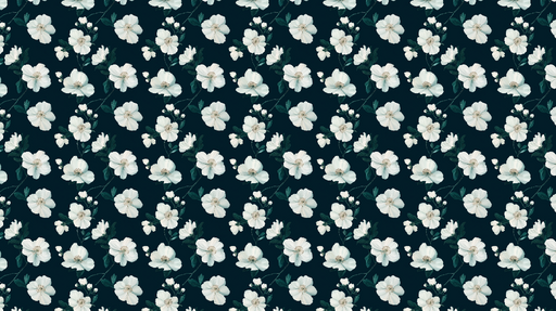 Papier peint floral Motif de fleurs blanches sur fond sombre