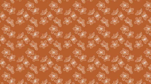 Papier peint floral Motif de fleurs blanches sur fond terre cuite