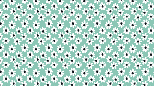 Papier peint floral Motif de fleurs blanches sur fond turquoise