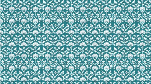 Papier peint floral Motif de fleurs blanches sur fond vert canard