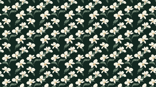 Papier peint floral Motif de fleurs blanches sur fond vert foncé