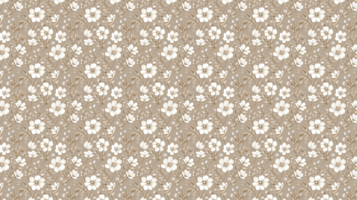 Papier peint floral Motif de fleurs blanches sur un fond beige