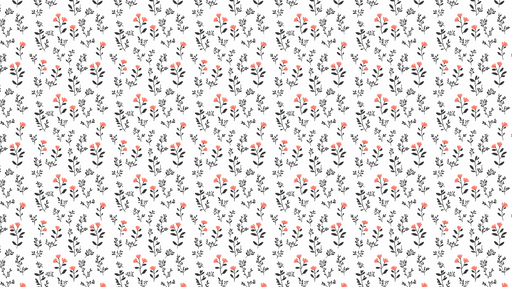 Papier peint floral Motif de fleurs corail et feuillage noir