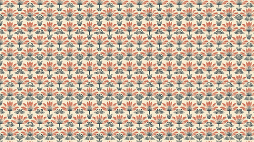 Papier peint floral Motif de fleurs corail et feuilles élégantes sur fond crème