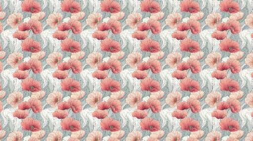 Papier peint floral Motif de fleurs corail et grises