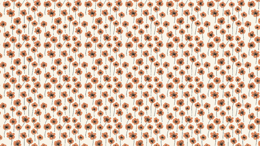 Papier peint floral Motif de fleurs corail sur fond beige