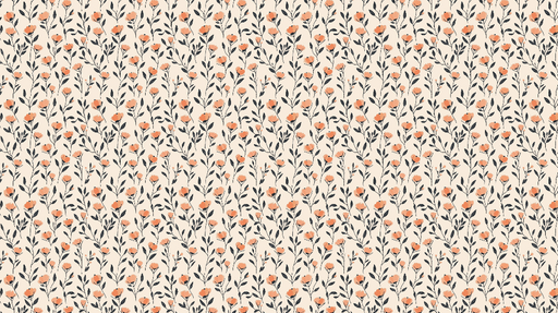 Papier peint floral Motif de fleurs délicates en orange sur fond clair