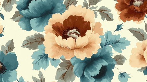 Papier peint floral Motif de fleurs délicates sur fond crème