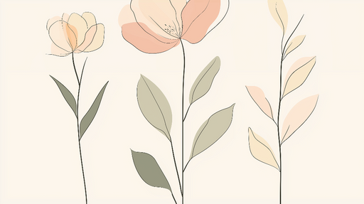 Papier peint floral Motif de fleurs délicates sur fond neutre