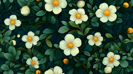 Papier peint floral Motif de fleurs délicates sur fond sombre