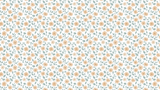 Papier peint floral Motif de fleurs dorées et feuillets verts