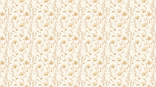 Papier peint floral Motif de fleurs dorées sur fond crème