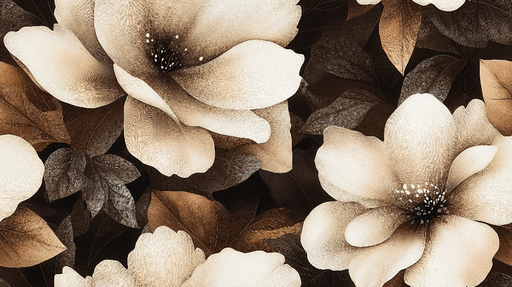 Papier peint floral Motif de fleurs douces en nuances naturelles