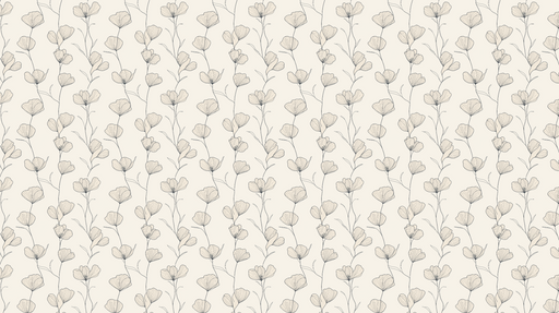 Papier peint floral Motif de fleurs esquissées sur fond crème
