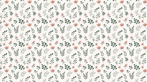 Papier peint floral Motif de fleurs et de feuillages dans des tons doux