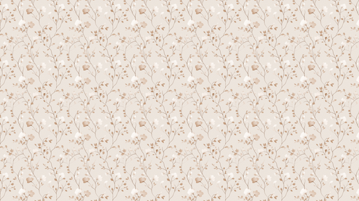 Papier peint floral Motif de fleurs et feuillage sur fond crème