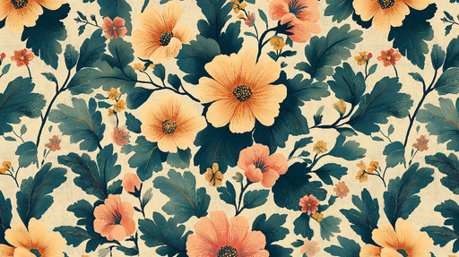 Papier peint floral Motif de fleurs et feuillages colorés