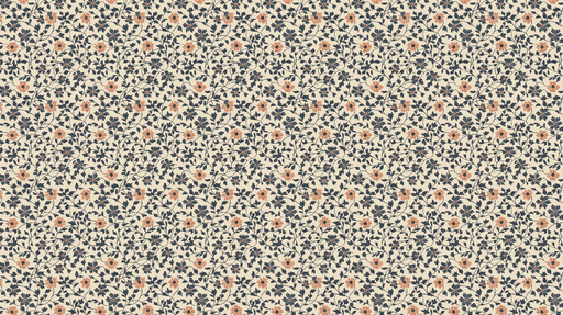 Papier peint floral Motif de fleurs et feuillages sur fond crème